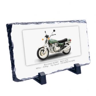 Kawasaki KZ900 Motorbike Coaster natural slate rock with stand 10x15cm