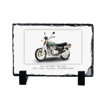 Kawasaki KZ900 Motorbike Coaster natural slate rock with stand 10x15cm