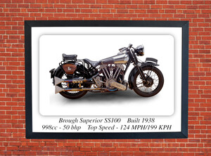 Brough Superior SS100 Motorcycle - A3/A4 Size Print Poster