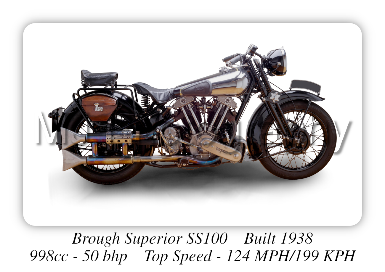 Brough Superior SS100 Motorcycle - A3/A4 Size Print Poster