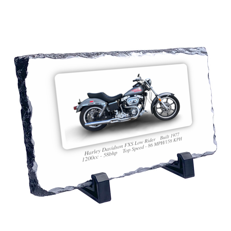 Harley Davidson FXS Low Rider Motorbike Coaster natural slate rock with stand 10x15cm