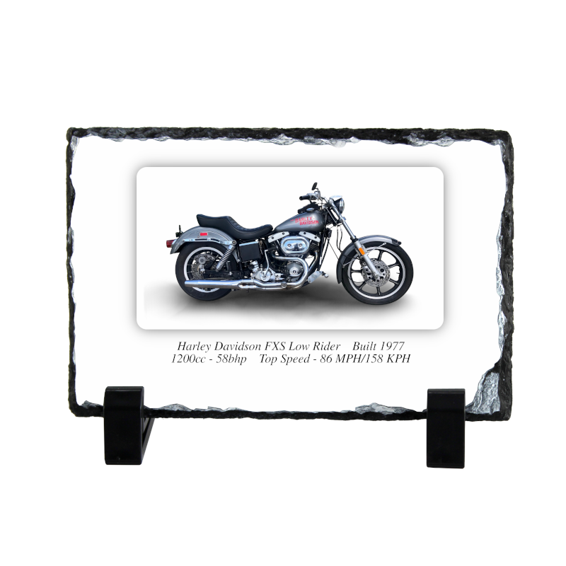 Harley Davidson FXS Low Rider Motorbike Coaster natural slate rock with stand 10x15cm