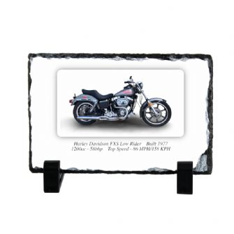 Harley Davidson FXS Low Rider Motorbike Coaster natural slate rock with stand 10x15cm