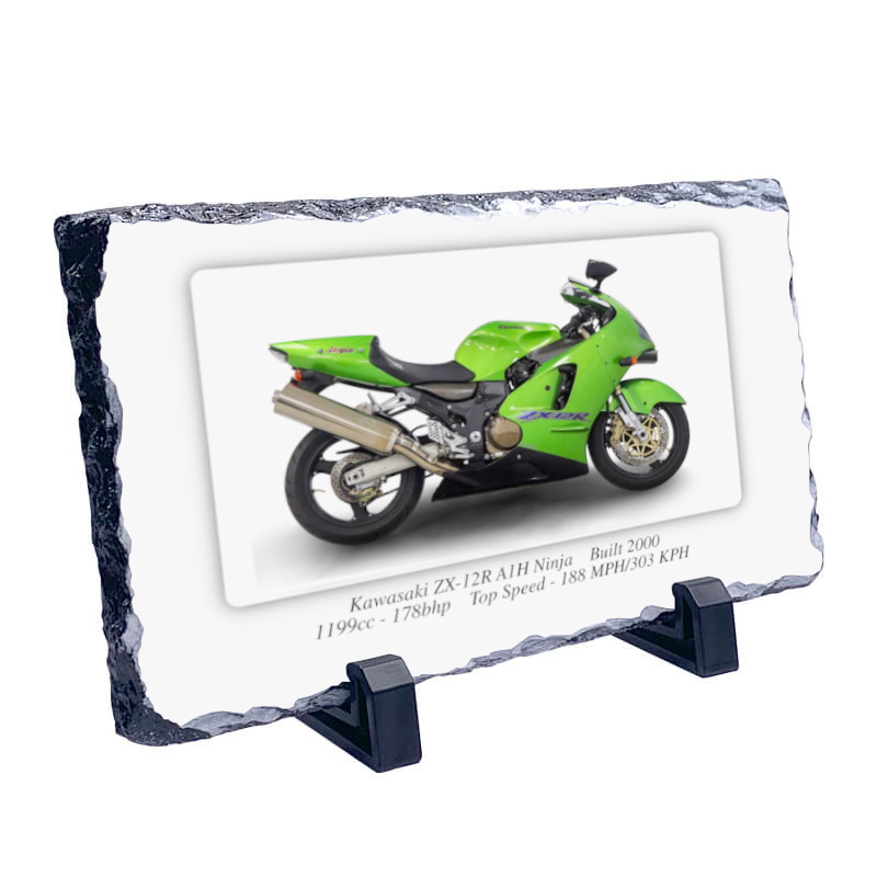 Kawasaki ZX-12R A1H Ninja Motorcycle Coaster natural slate rock with stand 10x15cm