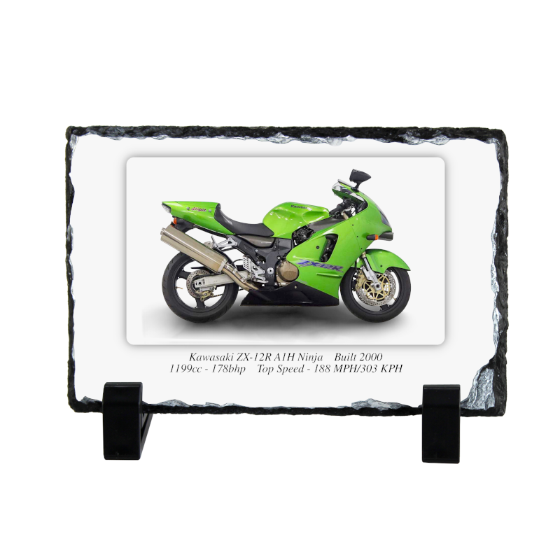 Kawasaki ZX-12R A1H Ninja Motorcycle Coaster natural slate rock with stand 10x15cm