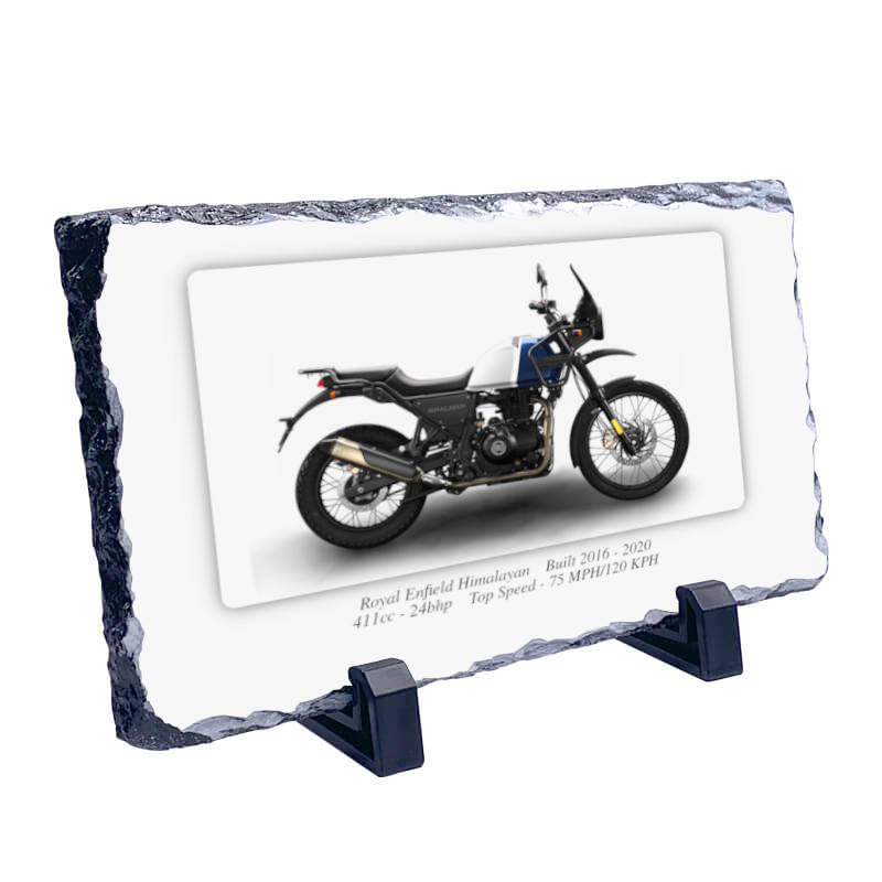 Royal Enfield Himalayan Motorbike Coaster natural slate rock with stand 10x15cm