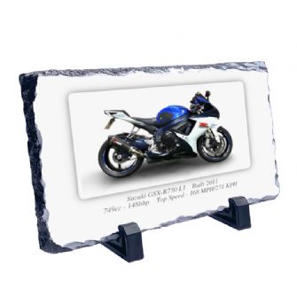 Suzuki GSX-R750 L1 Motorbike Coaster natural slate rock with stand 10x15cm