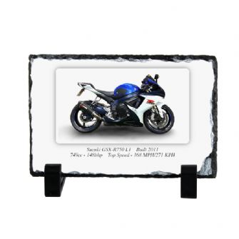 Suzuki GSX-R750 L1 Motorbike Coaster natural slate rock with stand 10x15cm