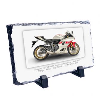 Yamaha YZF-R7 60th Anniversary Edition Motorbike Coaster natural slate rock with stand 10x15cm