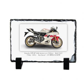 Yamaha YZF-R7 60th Anniversary Edition Motorbike Coaster natural slate rock with stand 10x15cm