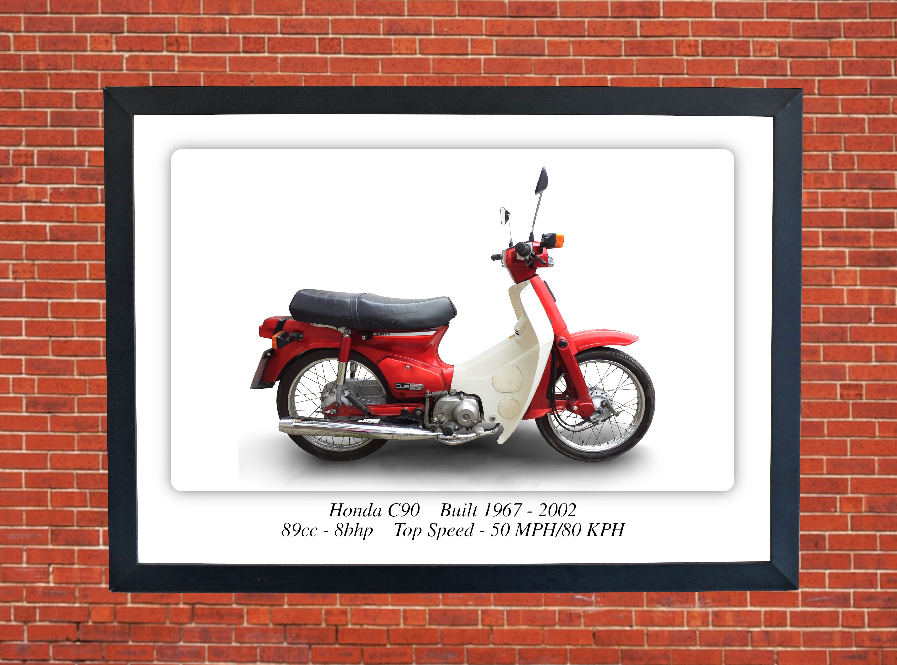 Honda C90 Motorcycle - A4 - A0 Size Print Poster