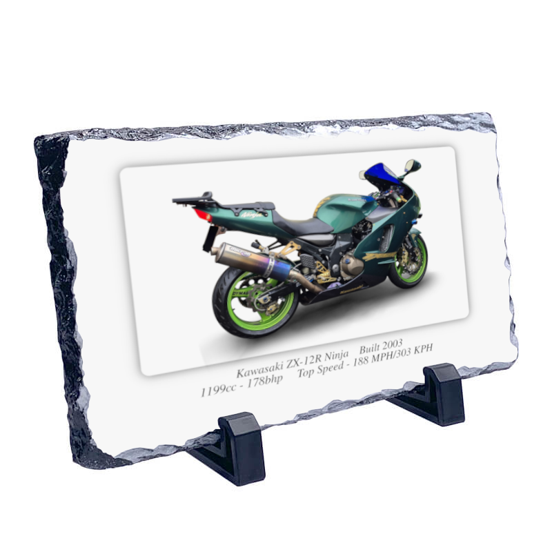 Kawasaki ZX-12R Ninja Motorcycle Coaster natural slate rock with stand 10x15cm