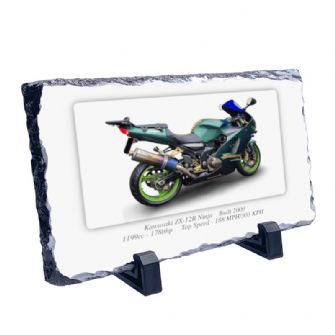 Kawasaki ZX-12R Ninja Motorcycle Coaster natural slate rock with stand 10x15cm