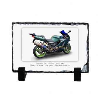 Kawasaki ZX-12R Ninja Motorcycle Coaster natural slate rock with stand 10x15cm