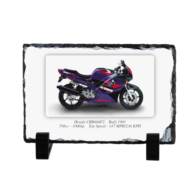 Honda CBR600F2 Motorbike Coaster natural slate rock with stand 10x15cm