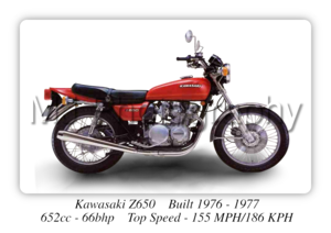Kawasaki Z650 Motorcycle - A3/A4 Size Print Poster