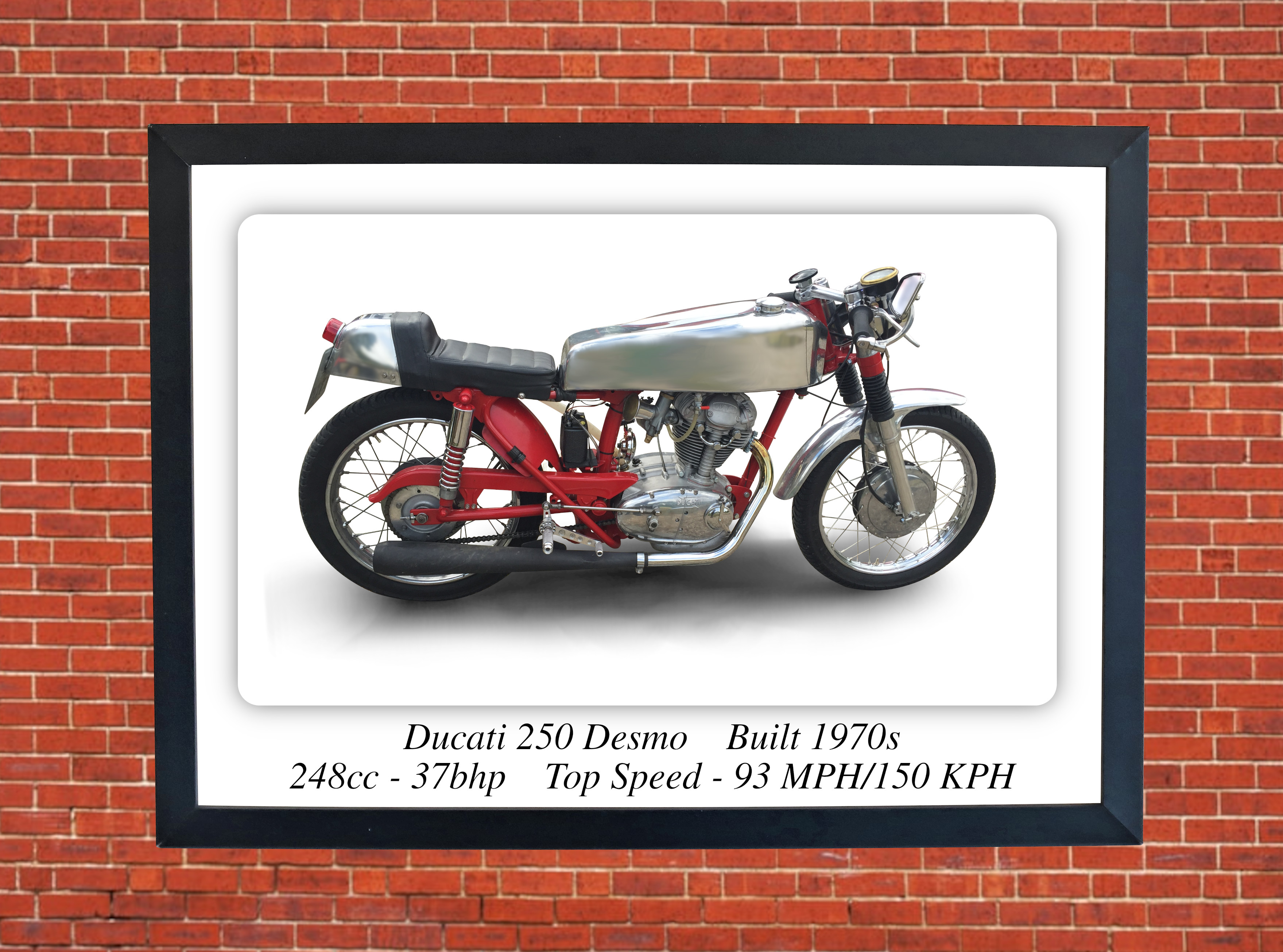 Ducati Desmo 250 Motorcycle - A4 - A0 Size Print Poster