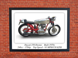 Ducati Desmo 250 Motorcycle - A3/A4 Size Print Poster