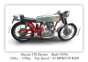 Ducati Desmo 250 Motorcycle - A4 - A0 Size Print Poster