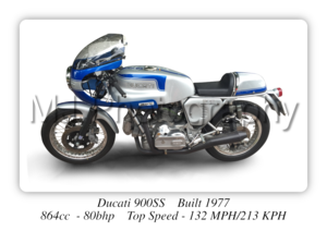 Ducati 900ss 1977 Motorcycle - A3/A4 Size Print Poster