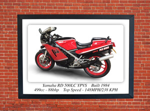 Yamaha RD 500LC Motorcycle - A3/A4 Size Print Poster