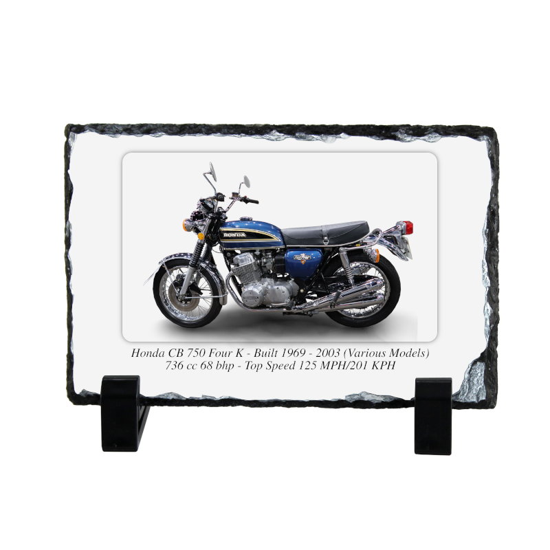 Honda CB 750 Four K Motorcycle on a Natural slate rock with stand 10x15cm