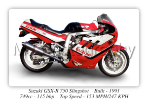 Suzuki GSX-R 750 Slingshot Motorcycle - A3/A4 Size Print Poster