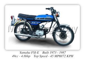 Yamaha FS1-E Blue Moped - A3 Size Print Poster
