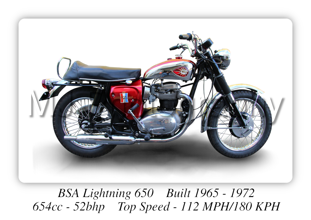 BSA Lightning 650 Motorcycle - A3 Size Print Poster