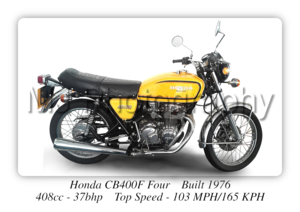 Honda CB400 Four Motorcycle - A3/A4 Size Print Poster