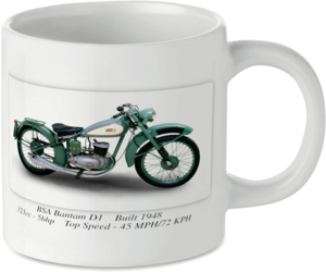 BSA Bantam D1 Motorbike Tea Coffee Mug Ideal Biker Gift Printed UK