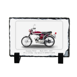 Yamaha FS1-E Motorcycle on a Natural slate rock with stand 10x15cm