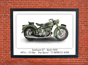 Sunbeam S7 Motorcycle - A3 Poster