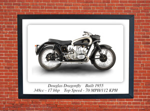 Douglas Dragonfly Motorcycle - A3 Poster