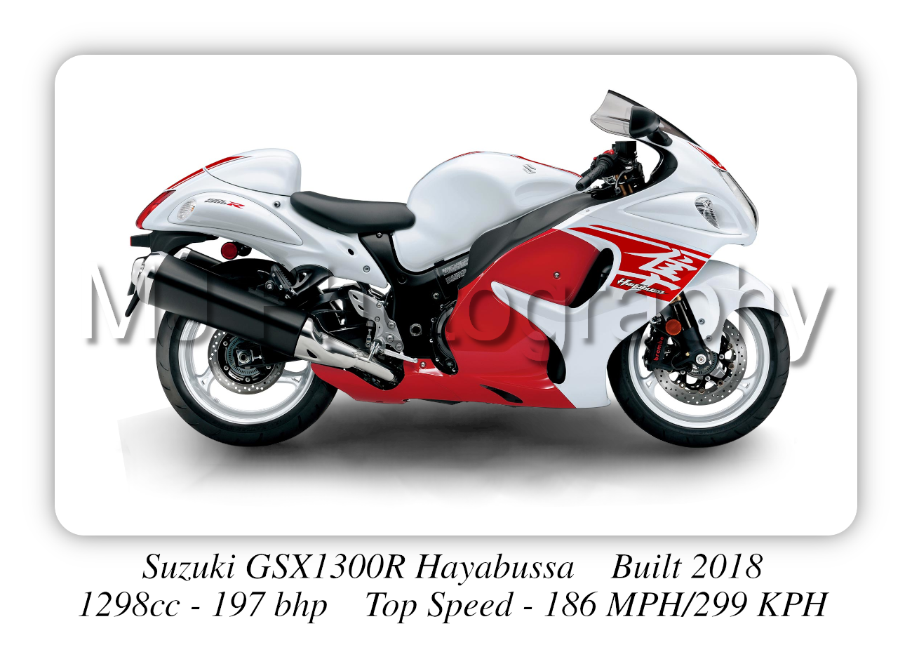 Suzuki GSX1300R Hayabussa Motorcycle - A3 Size Print Poster
