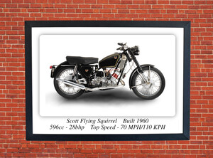 Scott Flying Squirrel Motorcycle - A3 Size on Photographic Paper
