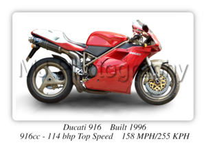 Ducati 916 Motorcycle A3 Size Print Poster on Photographic Paper