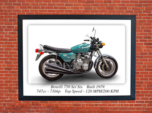 Benelli 750 Sei Six Motorcycle A3/A4 Size Print Poster on Photographic Paper