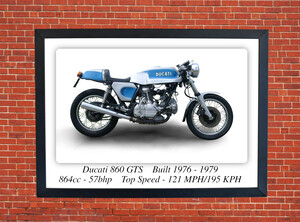 Ducati 860 GTS Motorcycle - A3/A4 Poster/Print