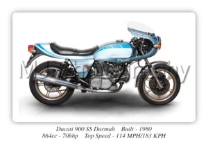 Ducati 900 SS Darmah Motorcycle - A3 Size Print Poster
