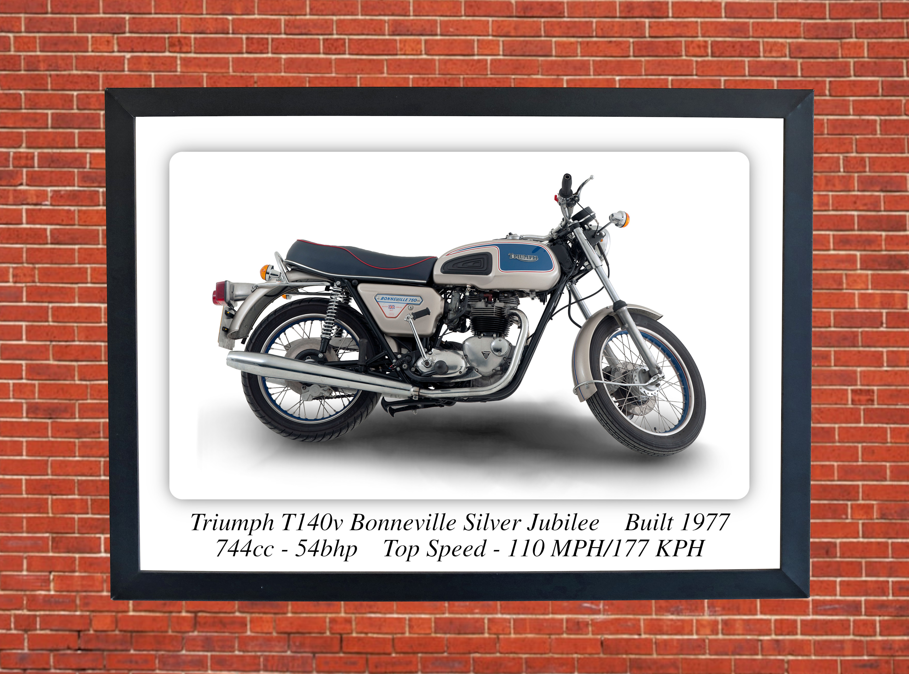 Triumph T140V Bonneville Silver Jubilee Motorcycle - A4 - A0 Size Print Poster