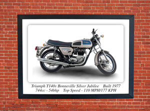 Triumph T140V Bonneville Silver Jubilee Motorcycle - A3/A4 Size Print Poster