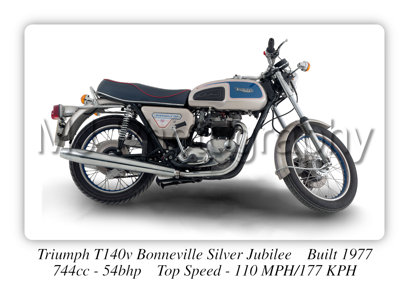 Triumph T140V Bonneville Silver Jubilee Motorcycle - A4 - A0 Size Print Poster