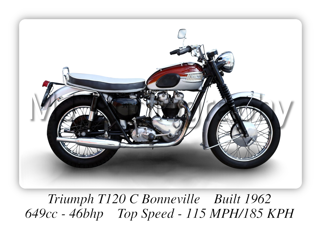 Triumph T120C Bonneville Motorcycle - A3/A4 Size Print Poster