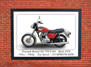 Triumph T140V Bonneville 750 Motorcycle - A3/A4 Size Print Poster