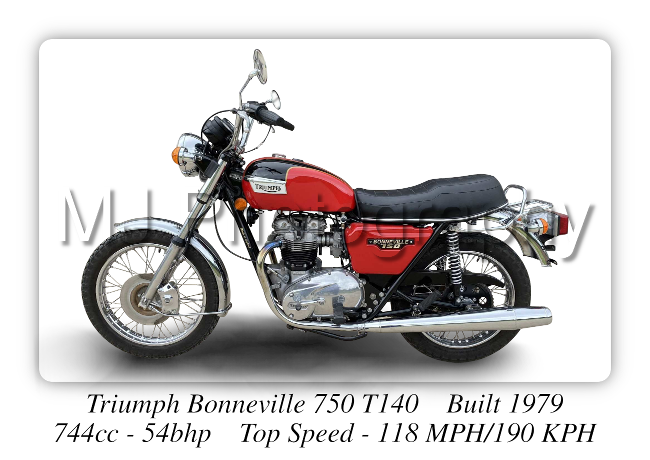 Triumph T140V Bonneville 750 Motorcycle - A3/A4 Size Print Poster