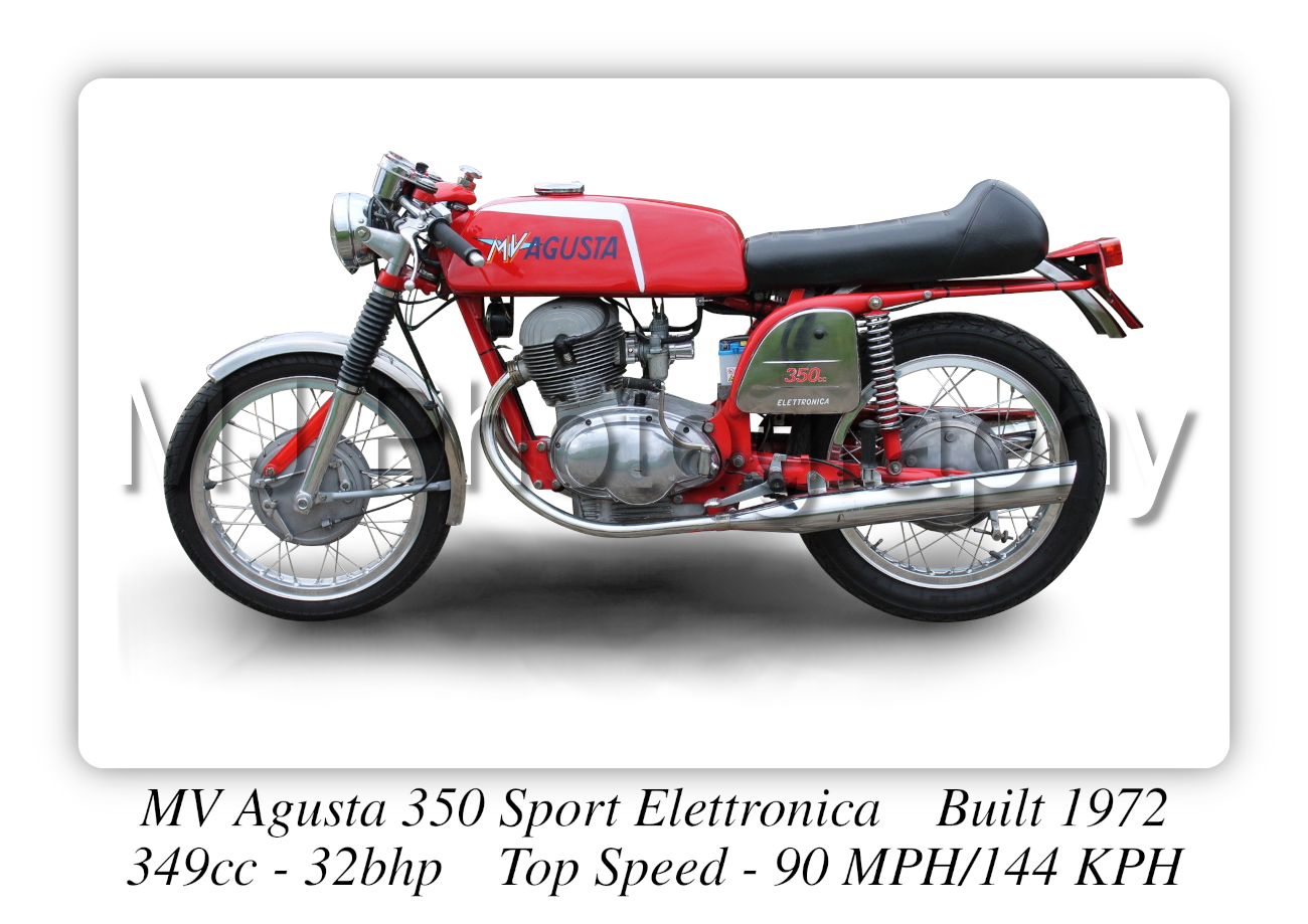 MV Agusta 350 Sport Elettronica Motorcycle - A3/A4 Size Print Poster