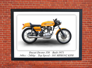 Ducati Desmo 350 Motorcycle - A3/A4 Size Print Poster