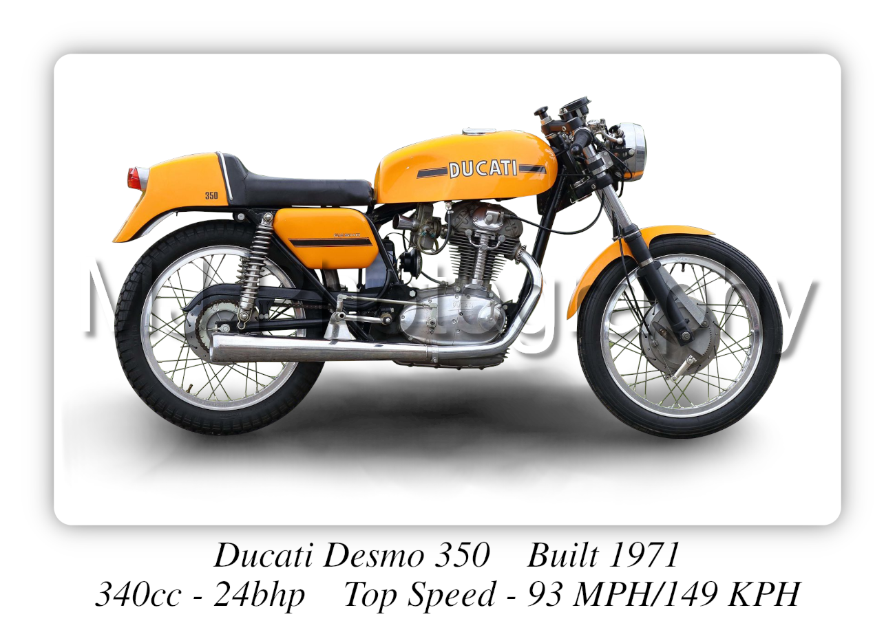 Ducati Desmo 350 Motorcycle - A3/A4 Size Print Poster
