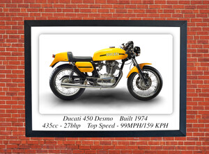 Ducati 450 Desmo Motorcycle - A3/A4 Size Print Poster
